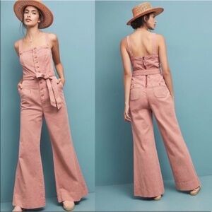 Anthropologie Pilcro & The Letterpress Flare Leg Jumpsuit Size 4 Linen‎ Blend